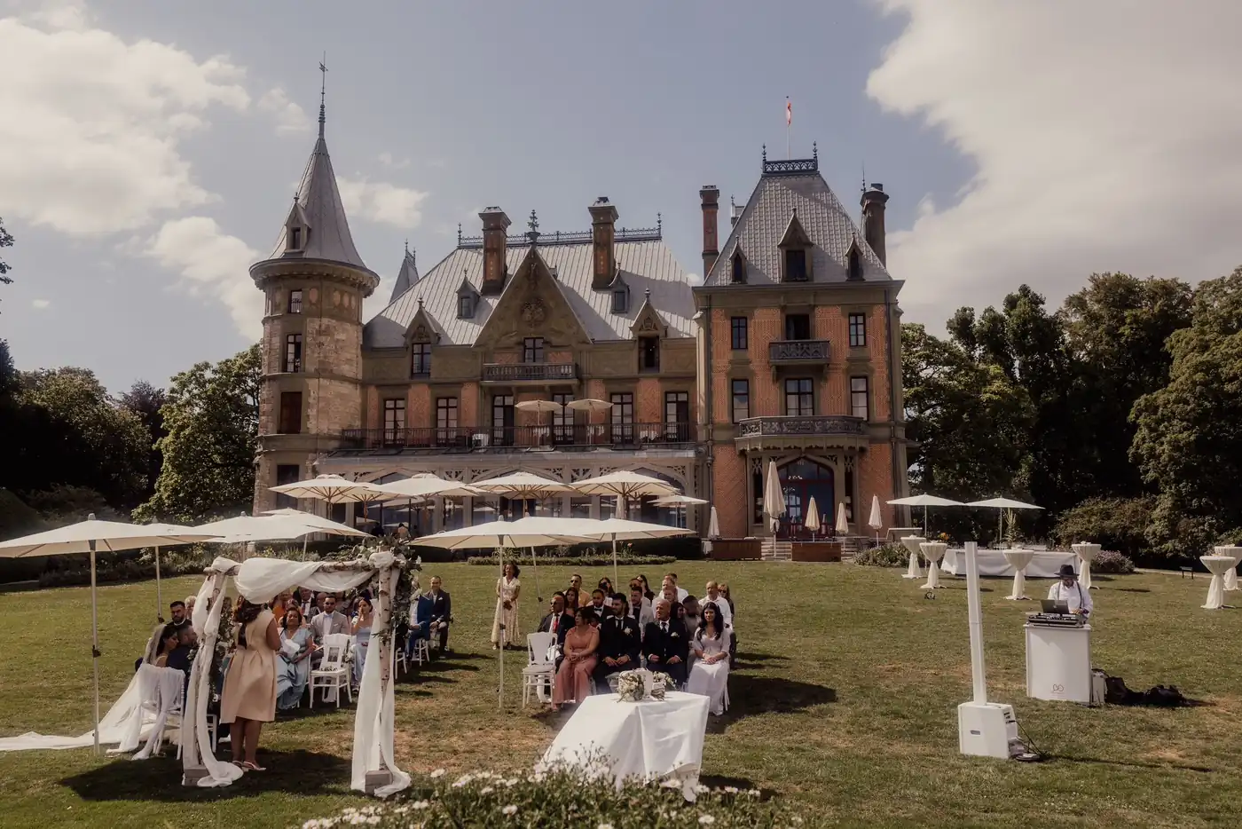Wedding ceremony in front of a castle