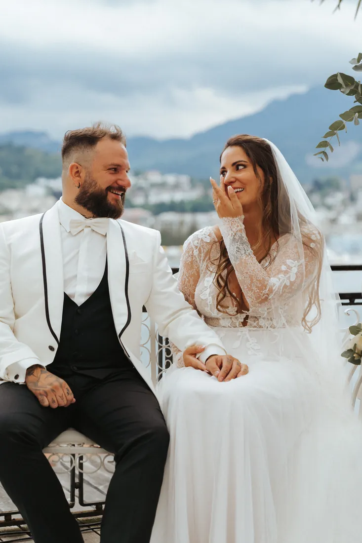 A couple above a lake in the south