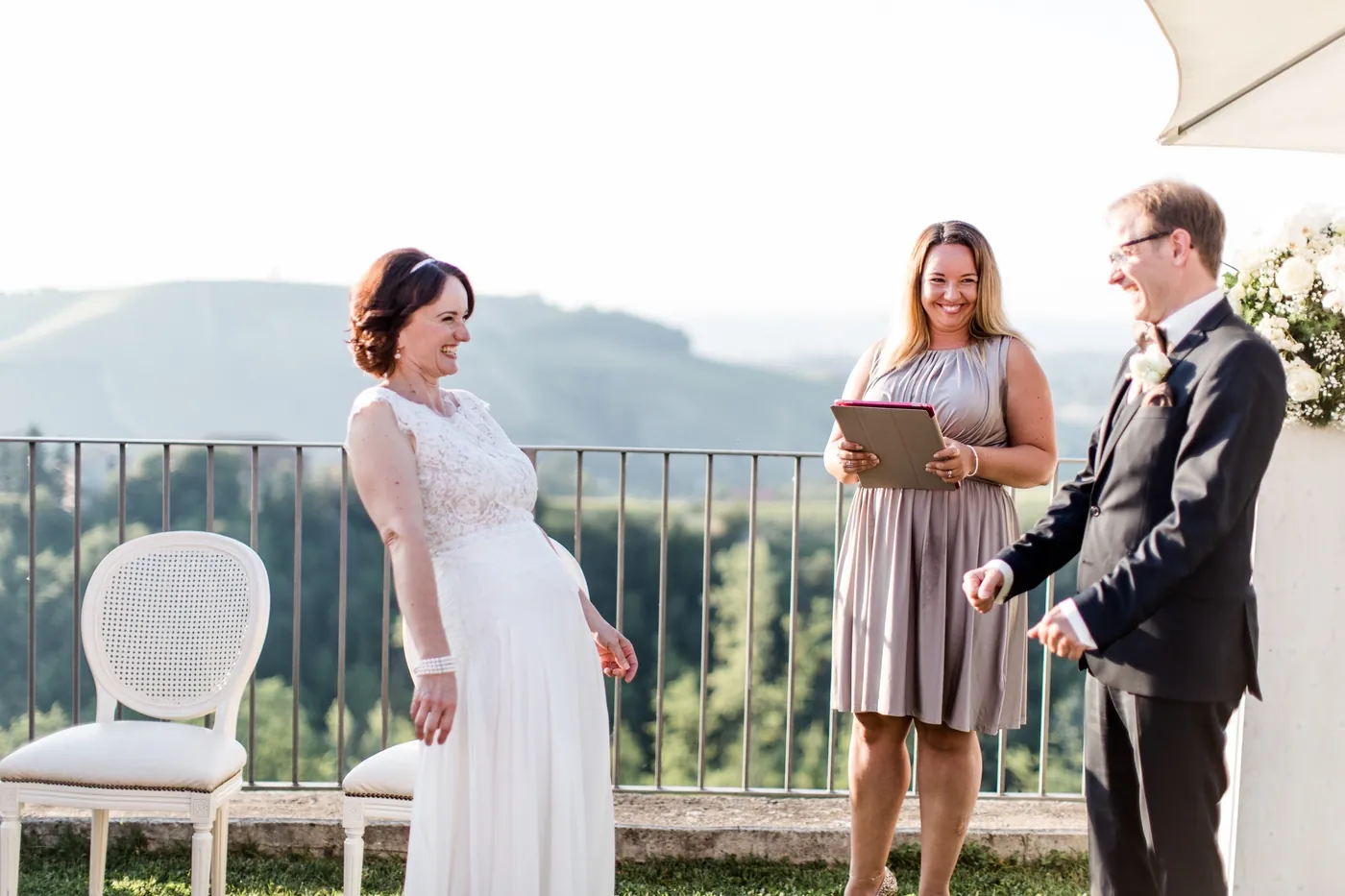 Wedding ceremony with a mountain view